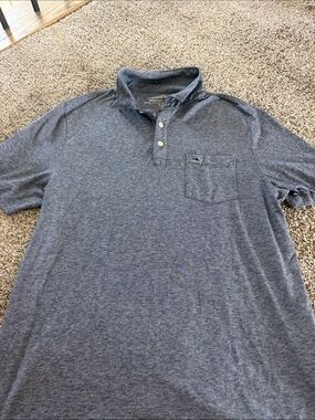 Vineyard Vines Men's Heather Navy Pocket Polo